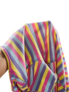 SHEIN Girls Solid Color Round Neck Butterfly Pattern Knit Casual Dress - Multicolor - View 7