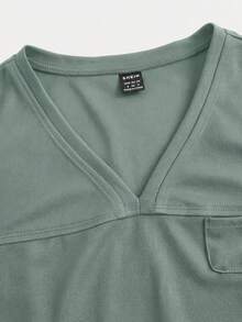 TaskEZ Áo thun nữ y tá cổ chữ V tay ngắn có 2 túi - Màu xanh lam - Xem 8