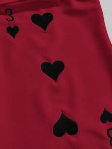 ROMWE Valentine's Day Playing Card Heart Embroidered Bandeau Mini Dress - Red - View 3