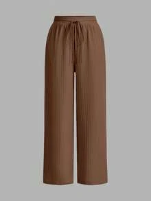 SHEIN Tall CURVE 3条装加大码女式纯色系带阔腿宽松休闲裤 - 彩色 - 查看 4