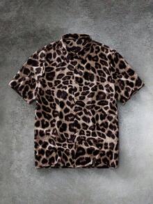 HIMLAND 男士休闲豹纹衬衫，夏季 - 彩色 - 查看 8