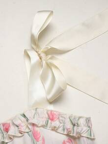 SHEIN Đầm maxi in hoa mùa hè cho bé gái tuổi teen - Màu be - Xem 4