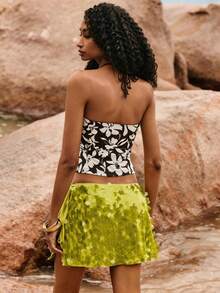 Poéselle 女士印花露背串珠度假背心 - 棕色 - 查看 2