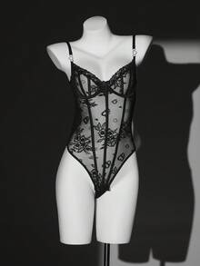 性感蕾丝女士内衣套装 - 黑色 - 查看 5