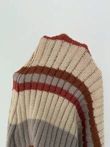 Elenzga 女士春夏新款弹力腰经典条纹时尚百搭休闲优雅修身长款针织裙 - 彩色 - 查看 8