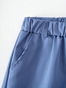 Vacaura 2 piezas Conjunto de verano para adolescentes, camisa con botones y pantalones de corte holgado, uso diario casual - Azul - Ver 6