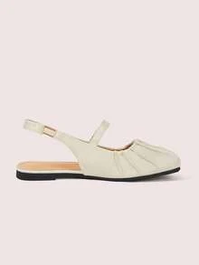 CUCCOO DOLLMOD Women's Square Toe New Closed Toe Sandals Simulation Silk Satin Fashion Ballet Flats - Yellow - View 3