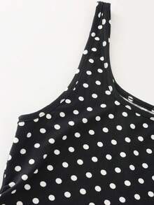 Franclia 女士春夏新款波点修身休闲吊带背心，适合外出、通勤、度假、聚会、下午茶等场合 - 黑與白 - 查看 7
