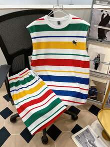 Manfinity Joysei Bộ áo vest nam kẻ sọc nhiều màu sắc thời trang, cỡ tiêu chuẩn, phù hợp cho đi học, đi chơi và mặc ở nhà. - Nhiều màu - Xem 5