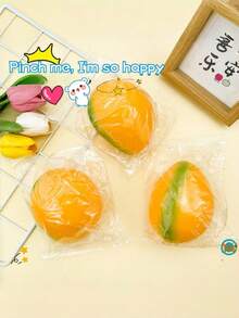 1/2个趣味芒果麦芽糖挤压玩具，慢回弹拉伸感官减压球，办公室和家庭趣味减压用品，圣诞节、新年节日礼物 - 彩色 - 查看 2