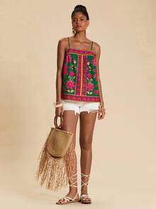 Travachic 女士度假休闲花卉棕榈树印花吊带衫 - 彩色 - 查看 3