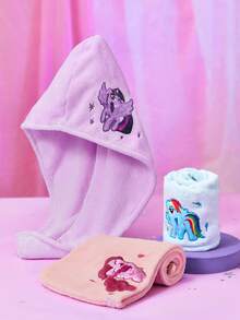 My Little Pony X SHEIN 1 pieza Gorro de secado de cabello con bordado de poni de dibujos animados, gorro de secado de cabello súper absorbente, adecuado para diferentes cantidades de cabello, absorbente y fácil de secar, Rainbow, Twilight Sparkle/Rainbow Dash/Pinkie Pie, ideas de regalo toalla de secado de cabello - Multicolor - Ver 8