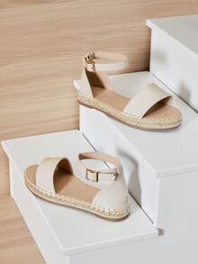 Mini mi #ComfortLite Kids' Soft Footbed Buckle Ankle Strap Espadrille Sandals – Comfy, Supportive & Stylish - Beige - View 7