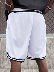 EVRINFINITE 男式字母图案条纹抽绳腰短裤 - 白色 - 查看 2