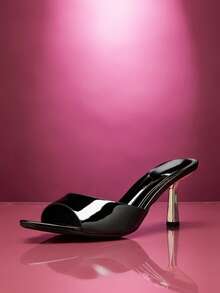 SHUZIA 女士舒适小猫跟性感尖头套脚高跟凉鞋 - 黑色 - 查看 5