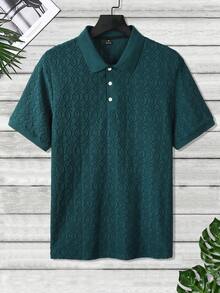 Manfinity Mode Men's Short Sleeve Textured Fabric Polo Shirt, Suitable For Outings, Gatherings, And Office Wear, Formal - Green - View 5