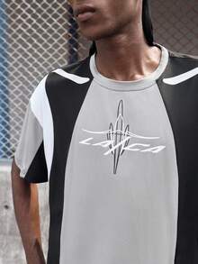 EVRINFINITE Manfinity Streetrush Herren Rundhals Kurzarm Stilvolles Farbblock Design Lässig T-Shirt Weltmeisterschaft Fußball 2026, Paar Matching Outfit Urlaub. - Verschiedenfarbig - Übersicht 4