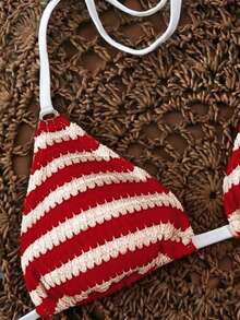 Elavelle Áo bikini buộc dây cổ bằng vải jacquard dành cho nữ, mùa xuân/hè. - Nhiều màu - Xem 5