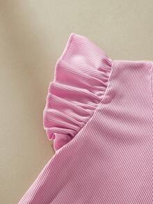 SHEIN Camiseta casual de verano sin mangas con diseño de cuentas para niñas - Rosa - Ver 4