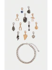 Noxbound Sombrero de vaquero estilo retro occidental para cruce de fronteras, pulseras con colgantes de amor, palma y otros, simples y de moda, adecuadas para fiestas, conciertos, festivales, minimalistas/vintage/elegantes, para mamá/mujer/niña/madre, verano/playa/baile de graduación/fiesta/vacaciones/viaje, bohemio/moderno/elegante, para uso diario/día laboral - Plata ardiente - Ver 1
