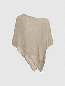 Hippie Loose Hollow-Out Knit Blouse For Women, Suitable For Beach Vacation - Apricot - View 4