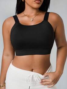 Rhythm Era Sutiã Esportivo de Alto Suporte Plus Size com Taças Fixas, Alças Ajustáveis, Design Costas Racerback, Roupa Íntima de Ajuste Justo - Preto - Visão 6
