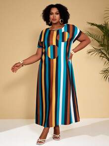 EMERY ROSE Đầm dài chấm bi đen trắng cỡ lớn dành cho nữ, thích hợp cho mùa xuân. - Nhiều màu - Xem 5