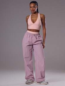 Musera Sport Adjustable Toggle Light Weight Active Shell Pants Workout Gym Sports Pilates Fitness Daily Casual Hibiscus - Mauve Purple - View 1