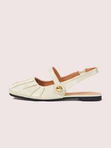 CUCCOO DOLLMOD Women's Square Toe New Closed Toe Sandals Simulation Silk Satin Fashion Ballet Flats - Yellow - View 2