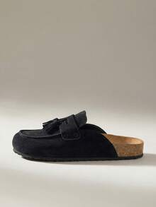 Solecia Women's Casual Slip-On Mules With Tassel Design - Normal black - View 3
