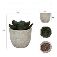 Bộ 3 cây mọng nước nhân tạo mini trong chậu xi măng mộc mạc (6*5cm), cây mọng nước giả sống động như thật cao 7-14cm (lô hội và các loại cây mọng nước khác), hoàn hảo để trang trí bàn làm việc, kệ sách và nhà cửa, món quà lý tưởng cho ngày Valentine. - màu xanh lá - Xem 4
