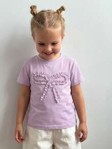 Dazy Kids Tween Girl Round Neck Short Sleeve Knit T-Shirt Fall Clothes Summer,Back To School Clothes - Lilac Purple - View 4