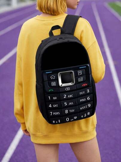 Joivida Phone Keypad Print Backpack, Large Capacity Polyester School Daypack With Padded Air-Cushion Shoulder Straps, Breathable Waterproof Lightweight Laptop Backpack With Spacious Laptop Compartment, Unisex Student Schoolbag For Teen Girls Boys, Casual Travel Backpack For Daily Commute School Outdoor Activities, Fashion Print Book Bag With Large Interior Space For Books Stationery Laptop, Durable Sturdy Backpack Perfect For School Travel Holiday Gift