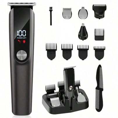 Teckwe Men's Electric Shaver Set With Beard Trimmer, Suitable For Nose Hair, Beard, Body And Face, Ideal Christmas And Birthday Gift,(600mAh Dual-Cell Series Battery)