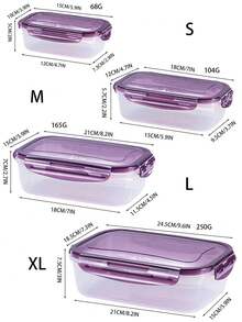 Caja de almacenamiento de alimentos transparente, de estilo moderno, diseño rectangular largo y a prueba de agua de PP, adecuada para refrigeradores y hornos microondas. - Morado - Ver 3