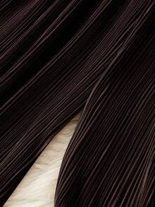 Omancia Quần nữ cạp chun, chất liệu có họa tiết, xếp ly, kiểu dáng thường ngày. - màu nâu - Xem 3