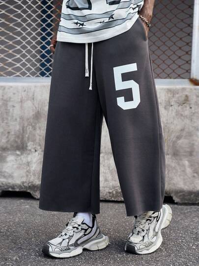 EVRINFINITE 男士街头风徽章印花抽绳腰休闲运动裤，宽松版型，适合户外穿着，是送给丈夫/男友的合适礼物