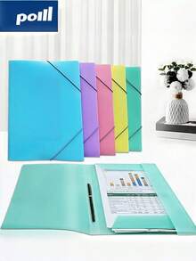 1/2/4/6/8 PCS Large Capacity Elastic Closure Elastic Cord File Bag Drawstring Document Pouch Business Negotiation Folder Office Material Manager School Document Storage Project Binder Office Supplies School Supplies Back To School - random - View 10