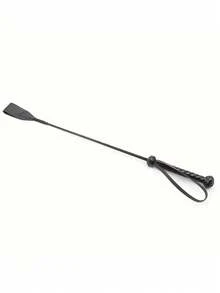 1pc PU Leather Riding Crop, Soft Flexible Flogger, Stage Prop With Non-Slip Braided Handle And Wrist Loop, Horse Riding Training Accessory - Black - View 5