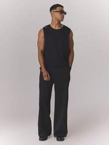 Musero Tailoed Waistcoat Jacket Shoulder Button Detailing Sleeveless Vest Smart Style Spring Summer Essentials - Black - View 5