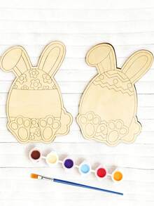 2/3PCS 17cm Blank Wooden Easter Eggs DIY Craft Ornaments Easter Rabbit Basket Filler Spring Home Decor Holiday Decoration Party Supplies Gift For Easter Celebration Seasonal Festive Table Accent - Multicolor - View 4