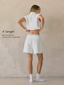 GLOWMODE 4.0英寸 SoftSerene 莫代尔面料，轻松舒适，丝滑透气，宽松版型，可调节抽绳腰带，高腰设计，侧边口袋，适合日常休闲穿着。 - 白色 - 查看 2