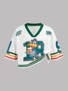 Bộ 2 món cho bé gái gồm áo thun ngắn in hình hoạt hình dễ thương và chân váy phồng, trang phục thường ngày thoải mái. - Nhiều màu - Xem 8