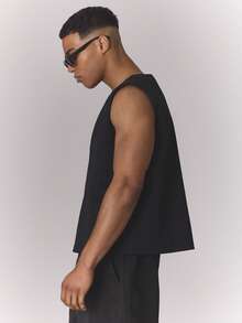 Musero Tailoed Waistcoat Jacket Shoulder Button Detailing Sleeveless Vest Smart Style Spring Summer Essentials - Black - View 3