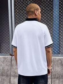 EVRINFINITE Áo thun polo thường ngày in số khối màu trơn cho nam - trắng - Xem 2