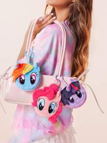 My Little Pony X SHEIN 1个可爱卡通零钱包，立体造型，可装硬币、卡片、钥匙和其他小物件，可挂在包上，图案为暮光闪闪/云宝黛西/碧琪，送礼佳品 - 彩色 - 查看 2