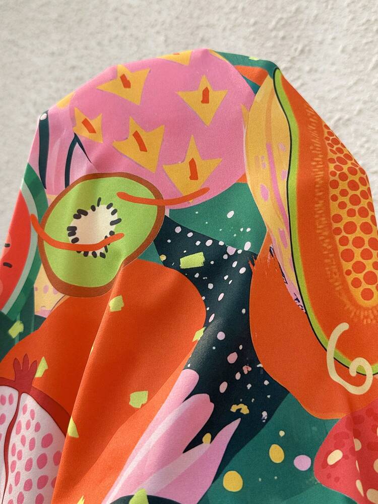 Plus Size Women Tropical Print Button-Up Shirt, Summer Outfit For Women ,Spring Outfit Women,Holiday Outfits For Women