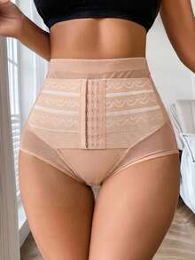 DAZY Women's Hook Eye Front High Waist Body Shaper Underwear, Panty - Apricot - View 4