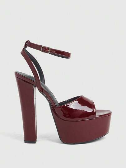 CUCCOO LuxiPop Sandalias de tacón alto para mujer, punta redonda, tacón grueso, plataforma impermeable, material de PU transparente, decoración con correa, elegante y cómodo para uso diario, fiesta, banquete, bombas con correa hebilla trasera, estilo sexy de discoteca, adecuado para Pascua, vacaciones, viajes, estilo de los años 2000