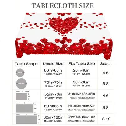 1 chiếc khăn trải bàn in hoa hồng trang nhã, chất liệu polyester, hình tròn và chữ nhật, thích hợp trang trí ngày Valentine, kỷ niệm, tiệc tùng, lễ hội, quà tặng ý tưởng không thể thiếu.